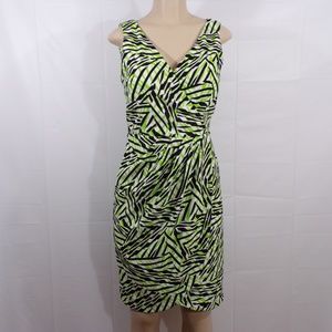 Maggy London Green and Black Midi Dress